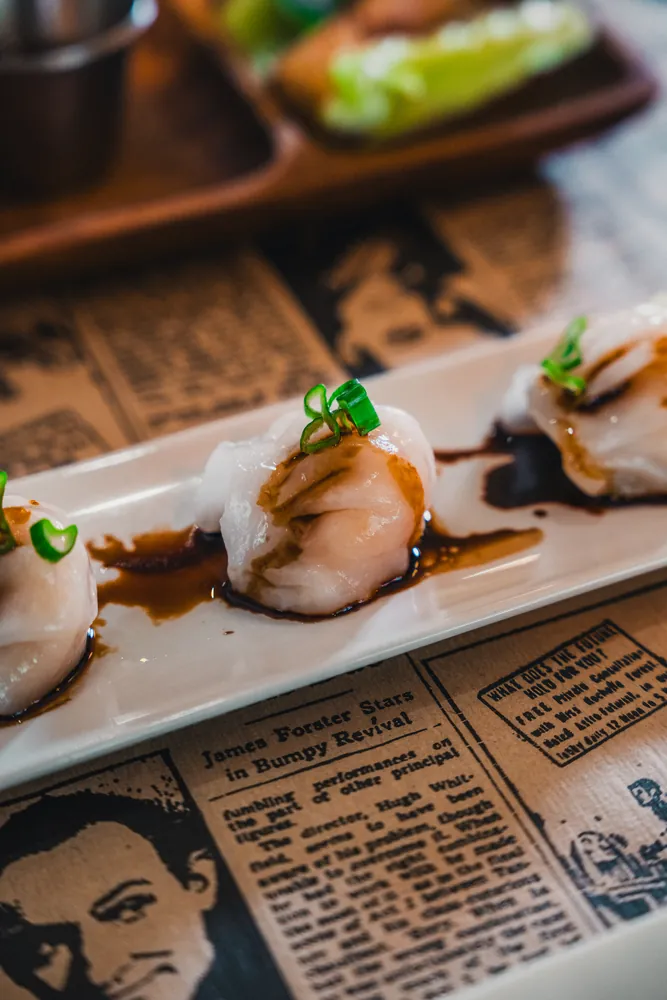 Dumplings de tapioca al vapor con gambas en Kiu Nam, restaurante vietnamita en Barcelona